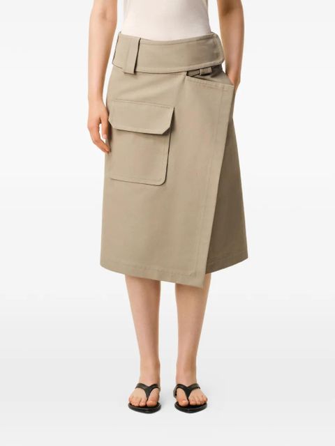 AMI Paris wrap belt cotton midi skirt - Neutrals - zdjęcie produktu nr 1