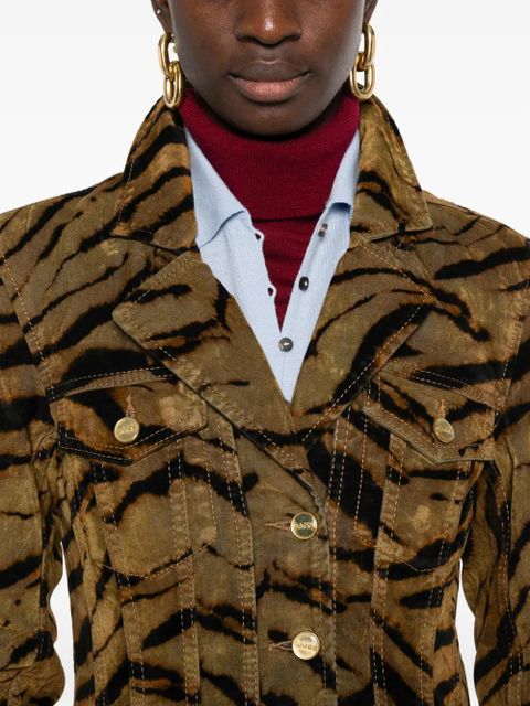 GANNI tiger-pattern button-up maxi dress - Brown