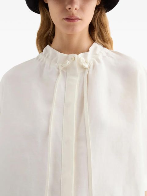 Jil Sander drawstring collar short-sleeve blouse - White