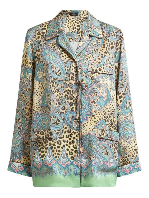 ETRO paisley animal-print twill shirt - Blue - zdjęcie produktu nr 1