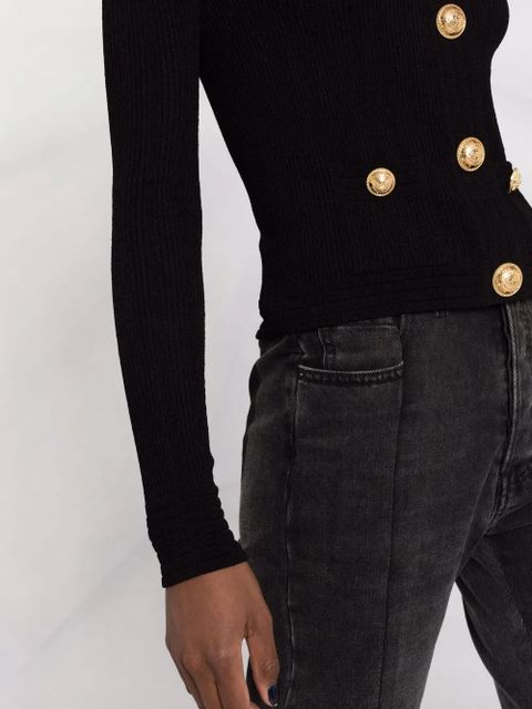 Balmain button-embellished ribbed cardigan - Black