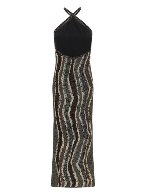 Missoni wave-pattern halterneck maxi dress - Brown - zdjęcie produktu nr 2