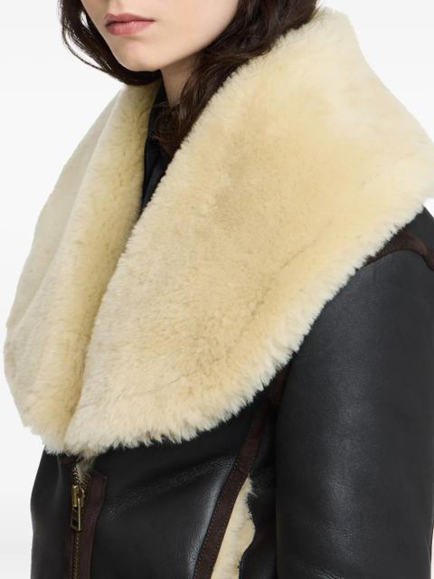 JW Anderson shearling-collar leather jacket - Brown