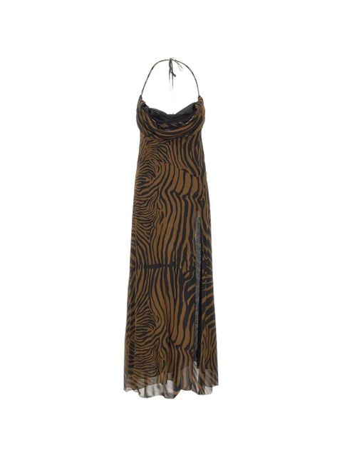 Blumarine zebra-print draped maxi dress - Brown - zdjęcie produktu nr 1