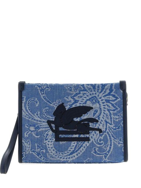 ETRO paisley-print logo-embroidery clutch bag - Blue - zdjęcie produktu nr 1