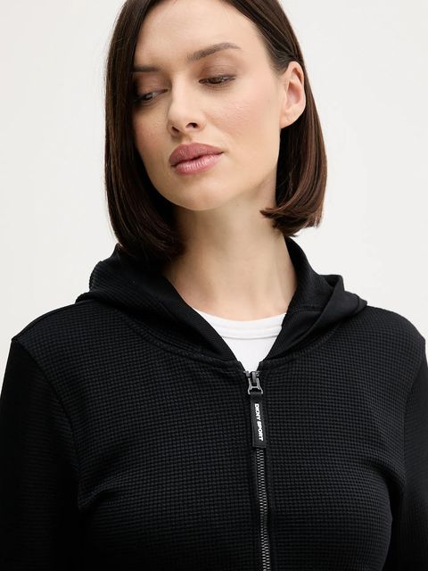 Dkny bluza damska kolor czarny z kapturem gładka DP6J9678