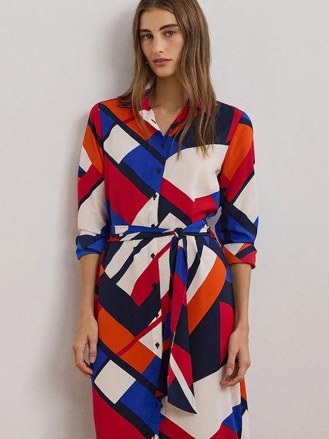 Lauren Ralph Lauren sukienka kolor czerwony midi prosta 200957063 - zdjęcie produktu nr 2