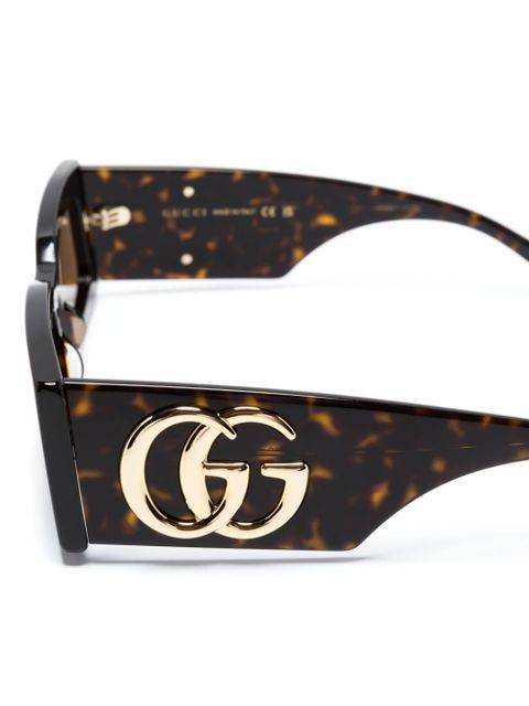 Gucci Eyewear logo-plaque rectangle-frame sunglasses - Black