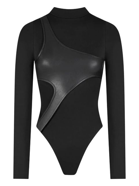 Manière De Voir faux leather overlay high neck bodysuit - Black - zdjęcie produktu nr 1
