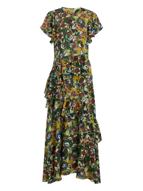 Marie Oliver Quinby ruffle-layered floral midi dress - Green - zdjęcie produktu nr 1