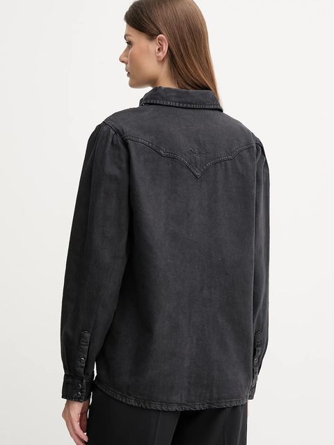 Pepe Jeans koszula damska kolor czarny regular z kołnierzykiem klasycznym PL3051236