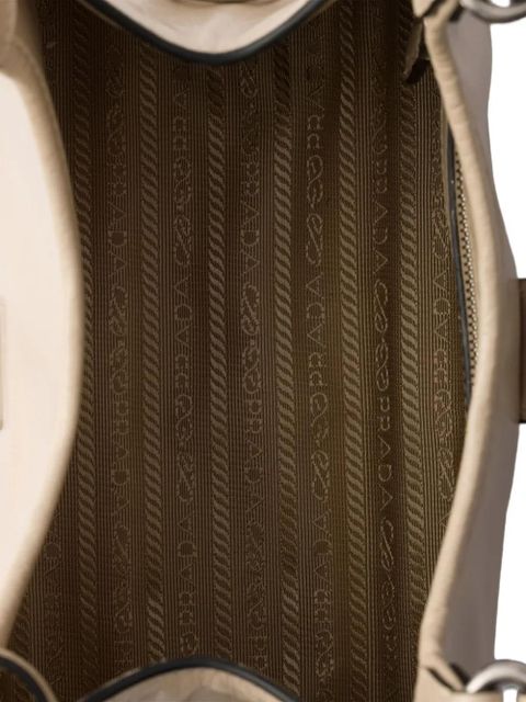 Prada small leather push-lock tote bag - Neutrals