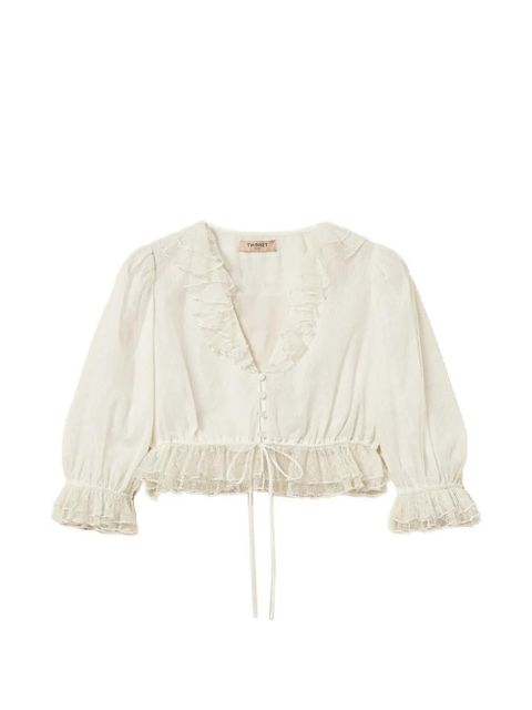 TWINSET ruffled cropped shirt - White - zdjęcie produktu nr 1