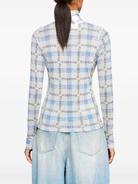 JW Anderson logo check-print top - Blue
