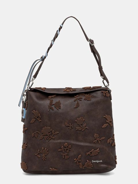 Desigual torebka STENCIL FLOCADO kolor brązowy 25WAKP16 - zdjęcie produktu nr 1