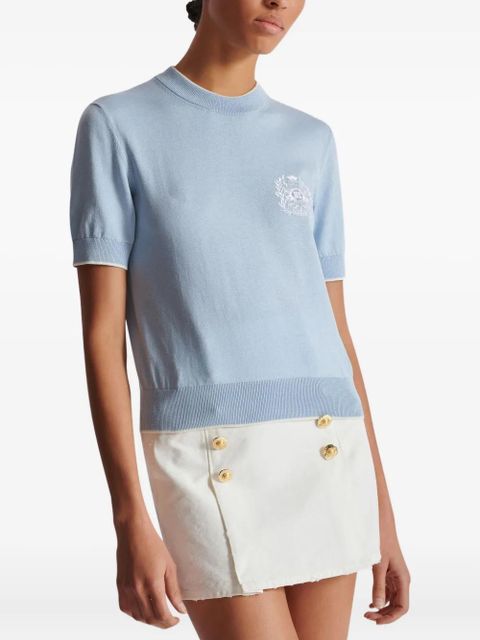 Balmain Emblème-embroidered T-shirt - Blue