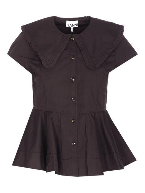 GANNI ruffled button shirt - Brown - zdjęcie produktu nr 1