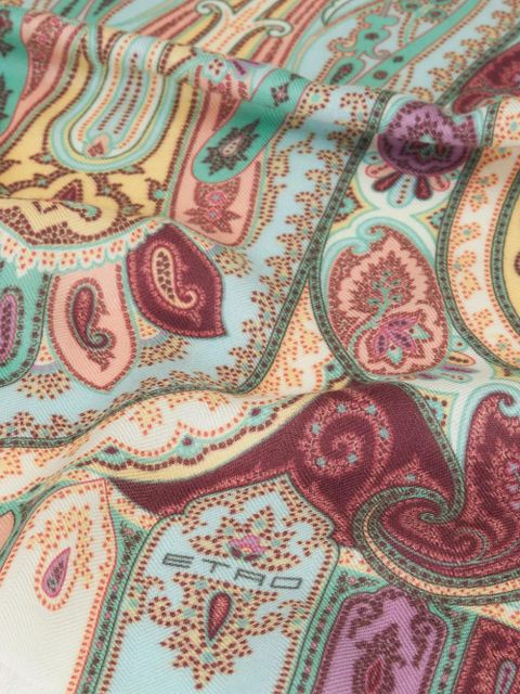 ETRO paisley-print frayed-edge cashmere-blend scarf - Blue - zdjęcie produktu nr 2