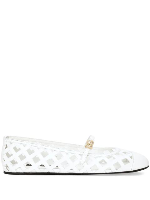 Dolce & Gabbana perforated leather ballerina shoes - White - zdjęcie produktu nr 1