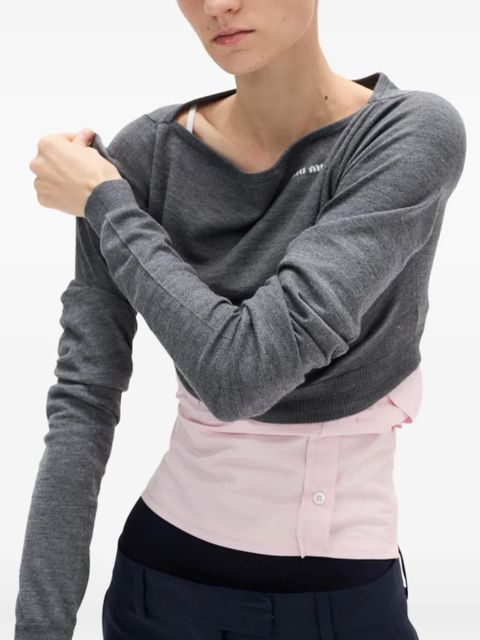 Miu Miu boat-neck top - Grey - zdjęcie produktu nr 2