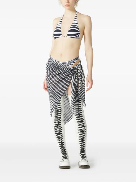 Jean Paul Gaultier Le Paréo striped morphing body skirt - White