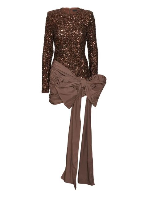 ROTATE BIRGER CHRISTENSEN sequins-bow mini dress - Brown - zdjęcie produktu nr 1