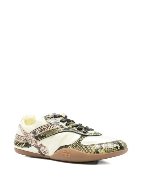 Miu Miu snakeskin-effect panelled sneakers - Yellow
