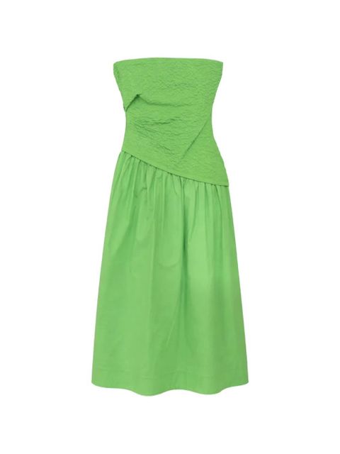 STAUD Nia textured strapless midi dress - Green - zdjęcie produktu nr 1