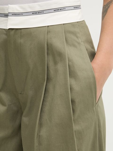 Miss Sixty spodnie bawełniane damskie kolor zielony szerokie high waist 6S3PJ57900 - zdjęcie produktu nr 2