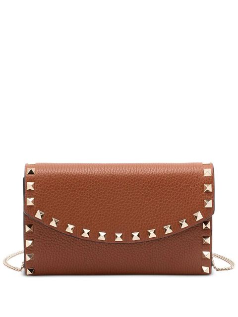 Valentino Garavani Rockstud leather chain shoulder bag - Brown - zdjęcie produktu nr 1