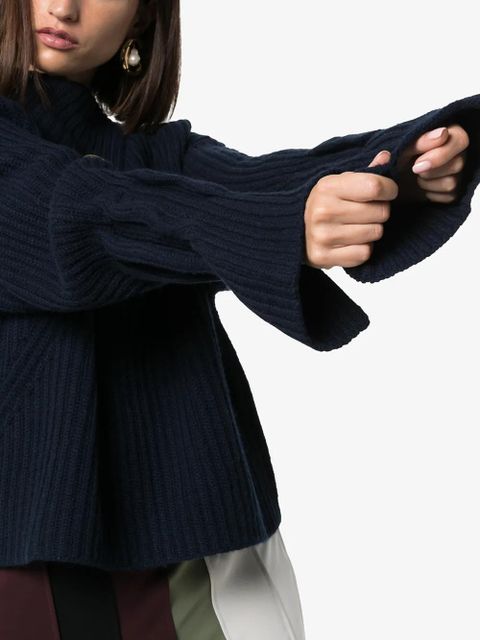 JW Anderson foldover-neck ribbed sweater - Blue