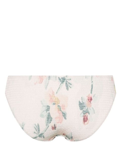 TOTEME floral-print smocked bikini bottoms - Neutrals