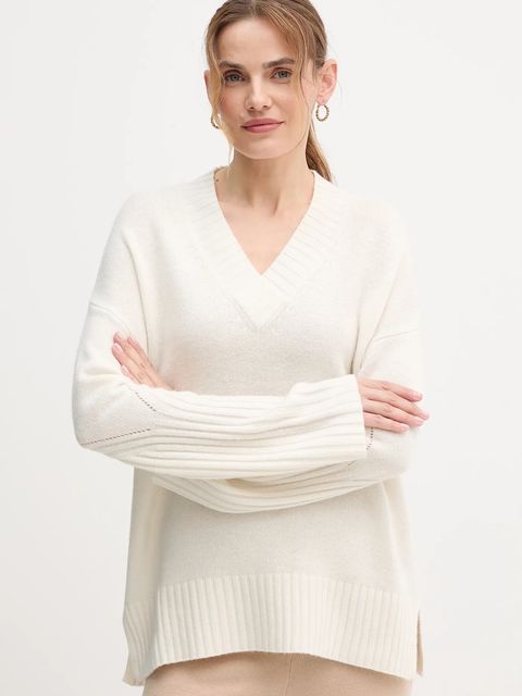 United Colors of Benetton sweter z dodatkiem wełny damski kolor beżowy 1244D403A - zdjęcie produktu nr 1