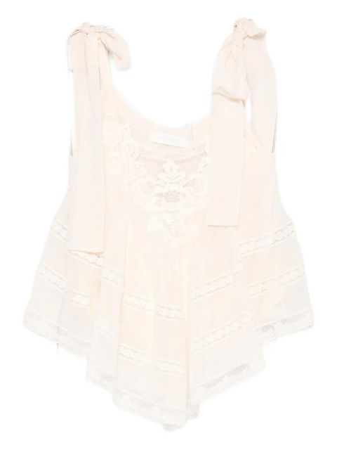 ZIMMERMANN tie-shoulder lace top - Neutrals