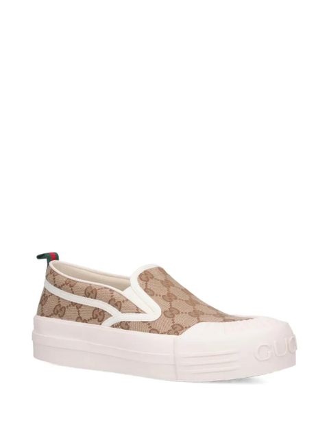 Gucci logo-pattern slip-on sneakers - Neutrals
