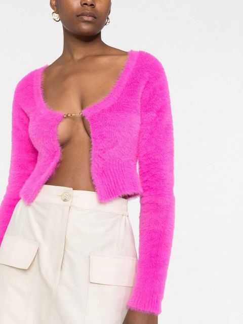 Jacquemus La Maille logo-charm cropped cardigan - Pink