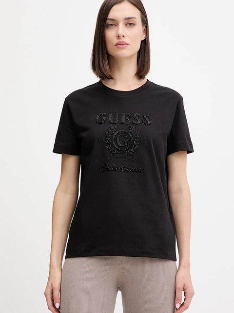Guess t-shirt bawełniany MENA damski kolor czarny V5BI07 K8FQ4