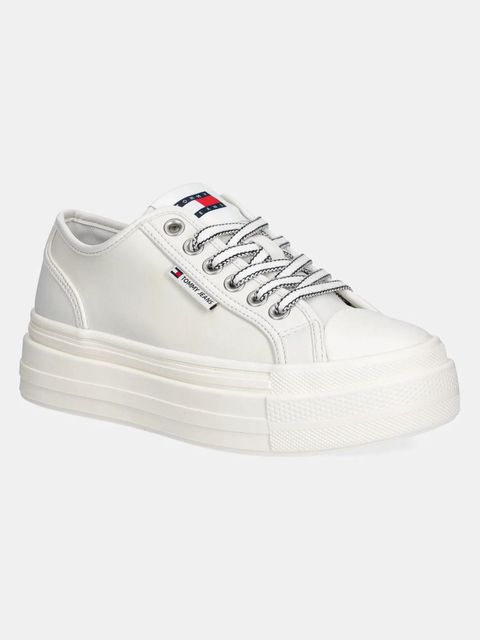 Tommy Jeans tenisówki skórzane TJW FOXING VULC LC LEATHER damskie kolor beżowy EN0EN02714 - zdjęcie produktu nr 1