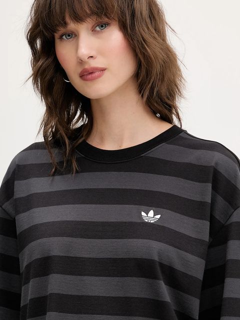 adidas Originals t-shirt bawełniany Striped Ss Tee damski kolor czarny KF2321