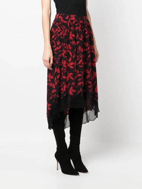 Zadig&Voltaire Joslin leaf-print midi skirt - Black
