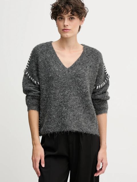 Sandro Ferrone sweter z domieszką wełny damski kolor szary S87YBFGAL - zdjęcie produktu nr 1