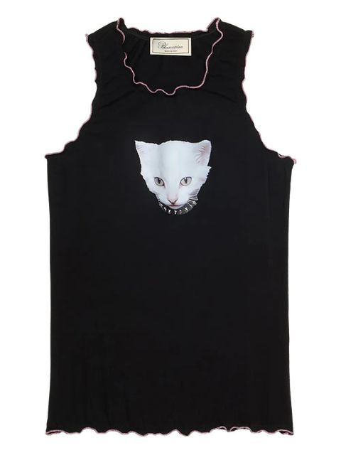 Blumarine scalloped-edge sleeveless top - Black - zdjęcie produktu nr 1