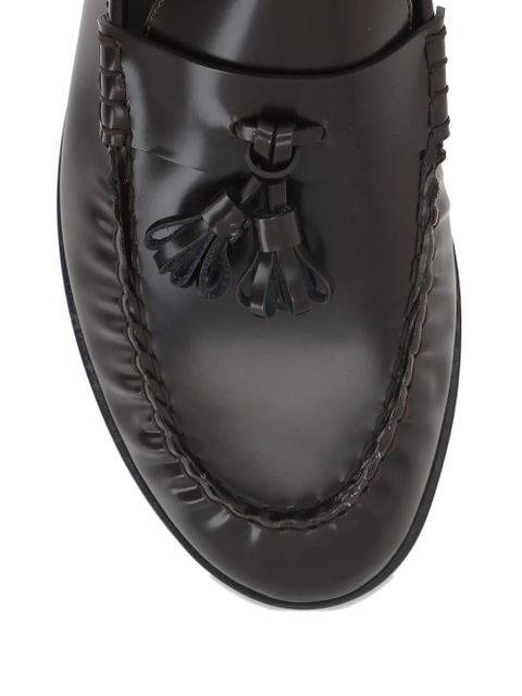 The Row pleated tassel leather loafers - Brown