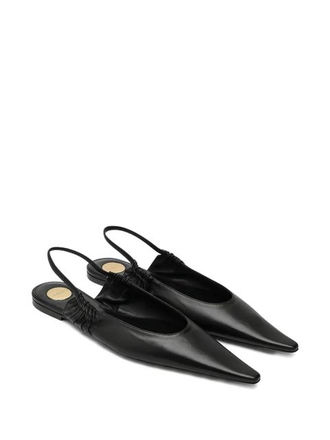 Saint Laurent Biarritz pointed ruched ballet flats - Black