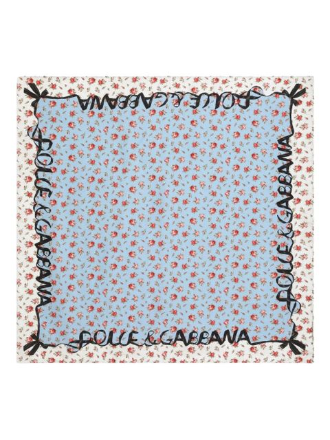 Dolce & Gabbana floral-print scarf - Blue - zdjęcie produktu nr 1