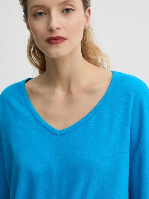 American Vintage longsleeve bawełniany kolor turkusowy SON02GGE25