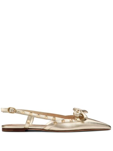 Valentino Garavani Rockstud Bow slingback ballet flats - Gold - zdjęcie produktu nr 1