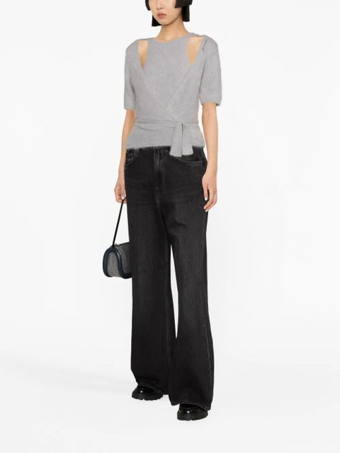 GANNI layered brushed-effect knitted cardigan - Grey - zdjęcie produktu nr 2