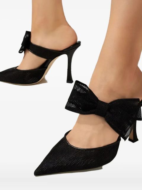 Jimmy Choo 100mm Brook bow-detail mules - Black