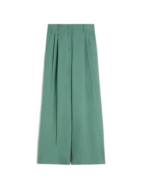 Weekend Max Mara viscose and linen wide-leg trousers - Green - zdjęcie produktu nr 1